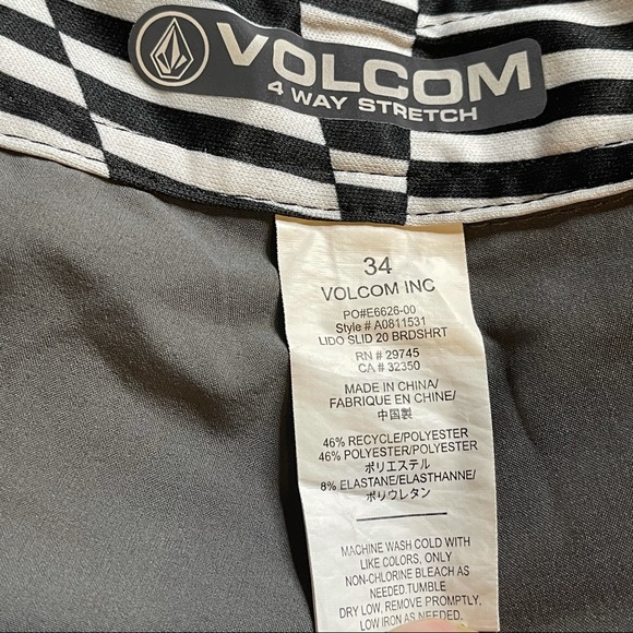 Size 34" Volcom 4 Way Stretch Gray-Black Board Shorts - Picture 2 of 3